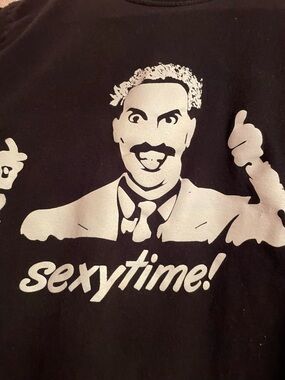 Black Graphic Tee with White "sexytime!" Design
